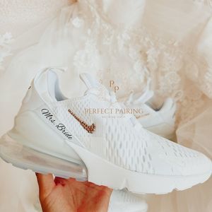 Wedding bridal sneakers, bridal shoes Air max 270 x Swarovski and pearls